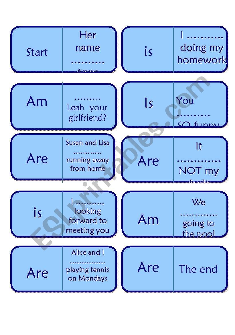 To be - domino game worksheet