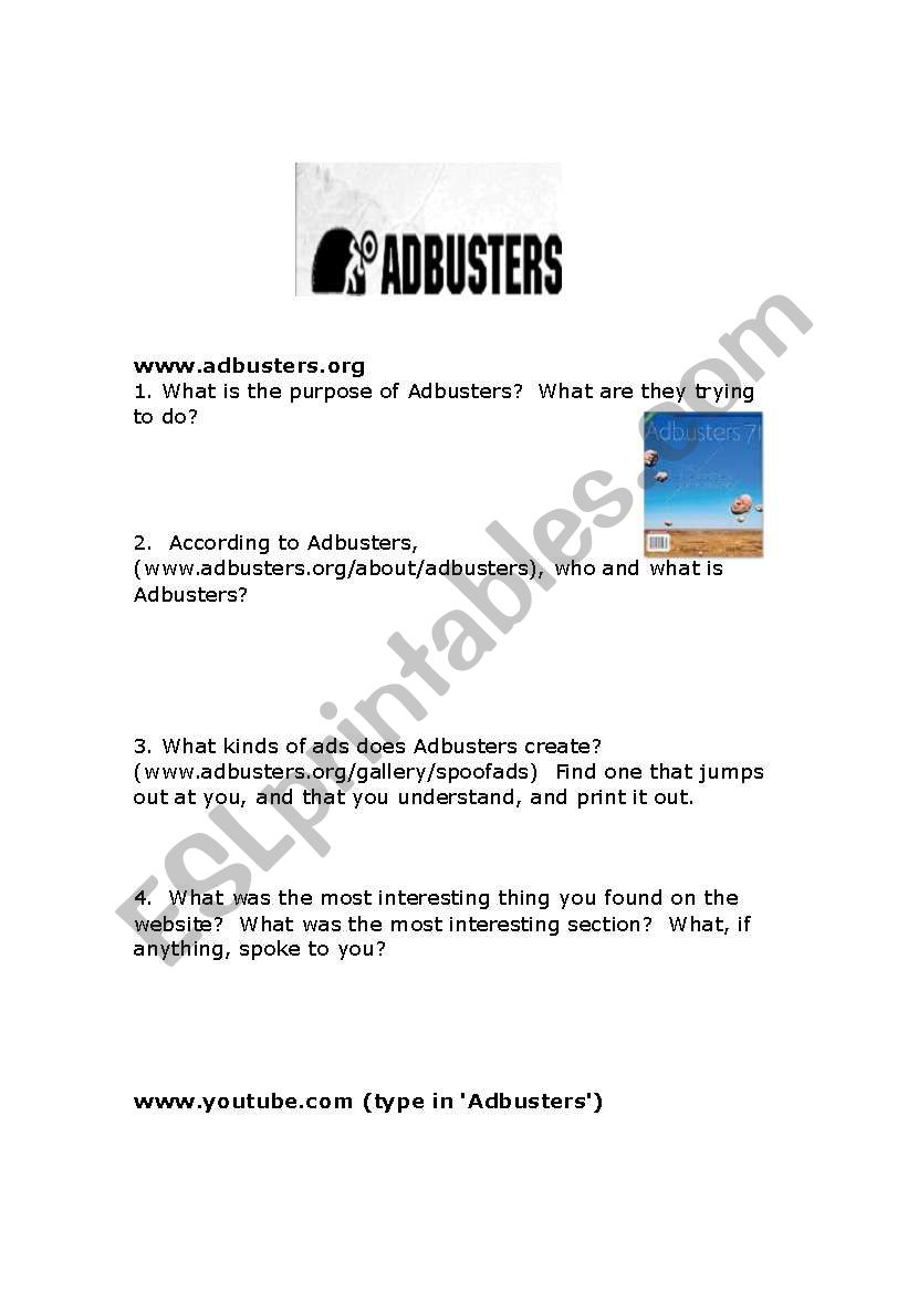 Adbusters worksheet