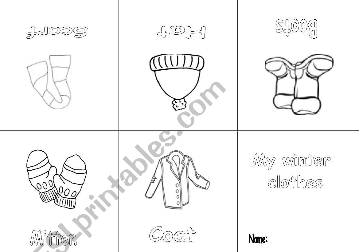 winter clothes mini book  worksheet