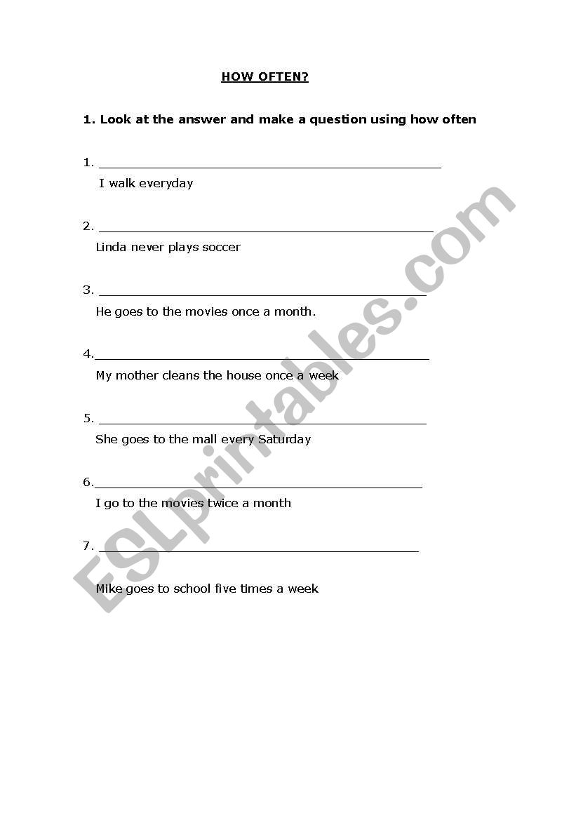 How often? worksheet