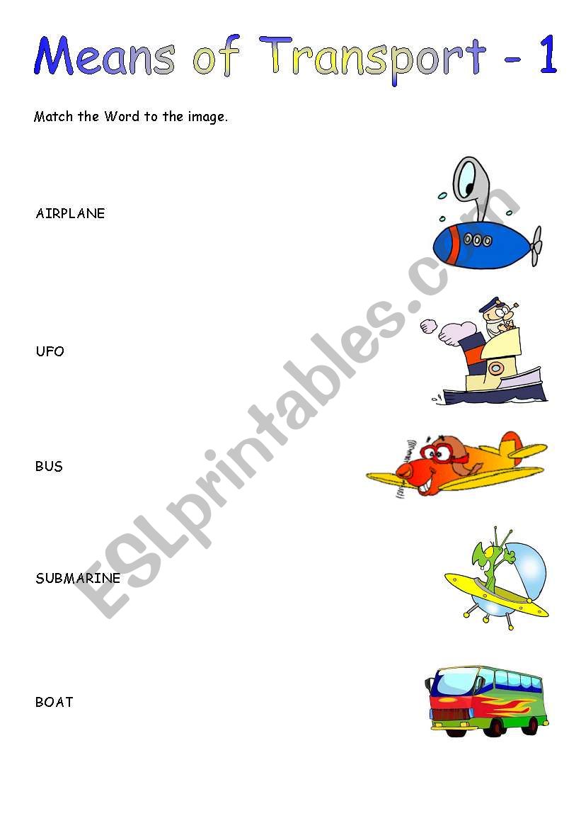 Means of transport 1 worksheet