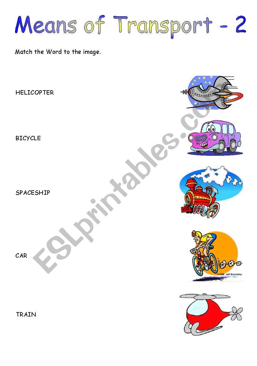 Means of transport 2 worksheet