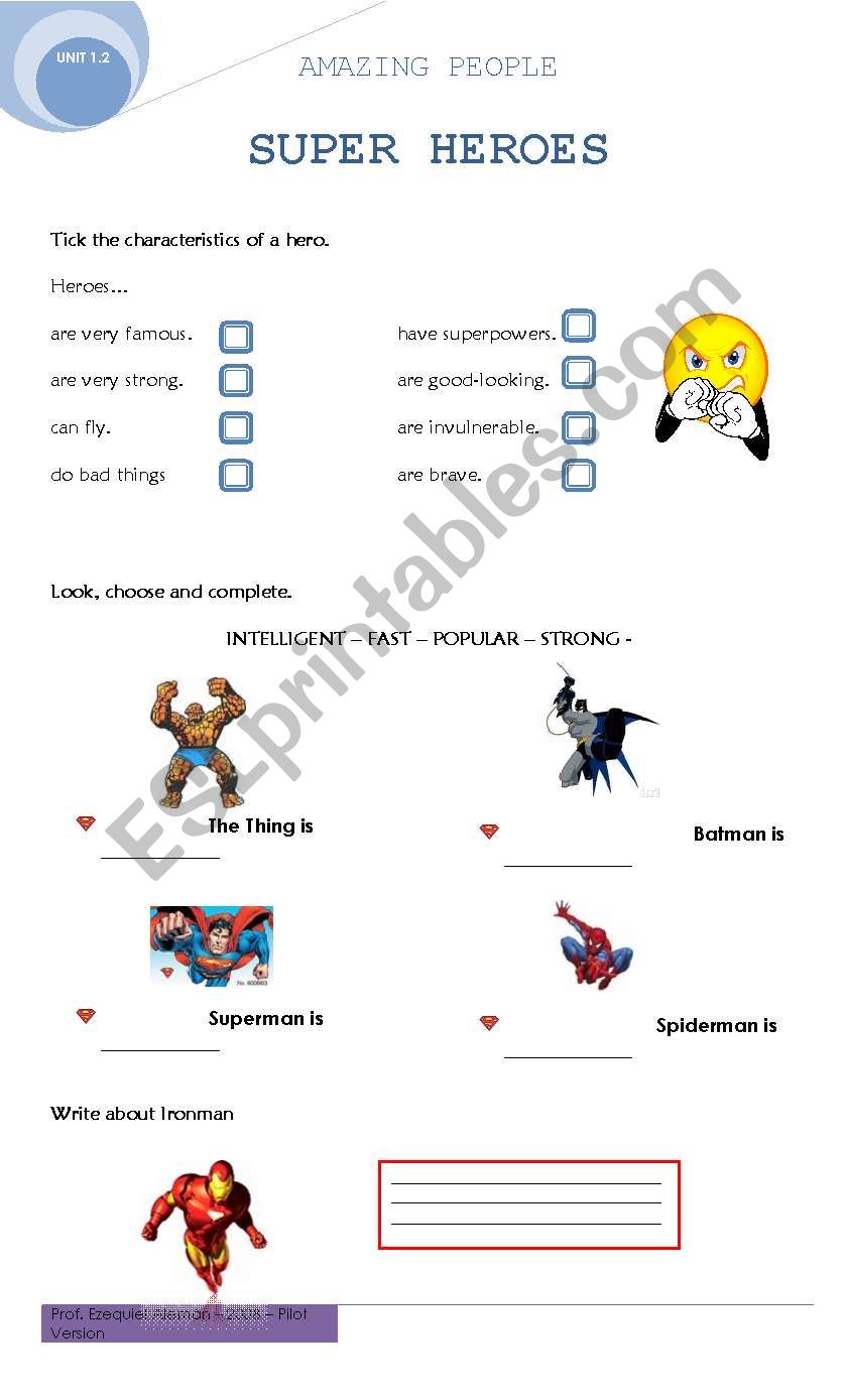 Super Heroes worksheet