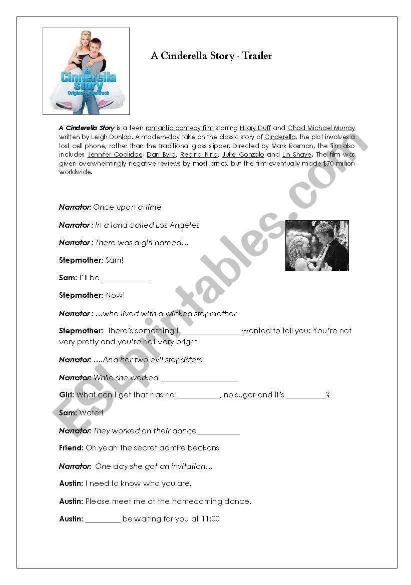 A cinderella Story Trailer worksheet