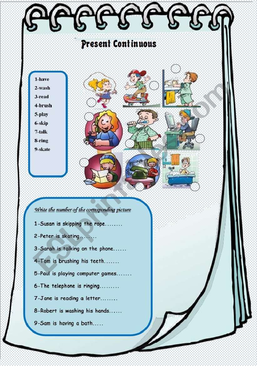 Present continuous worksheet