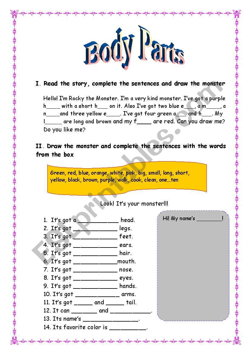 Body Parts worksheet