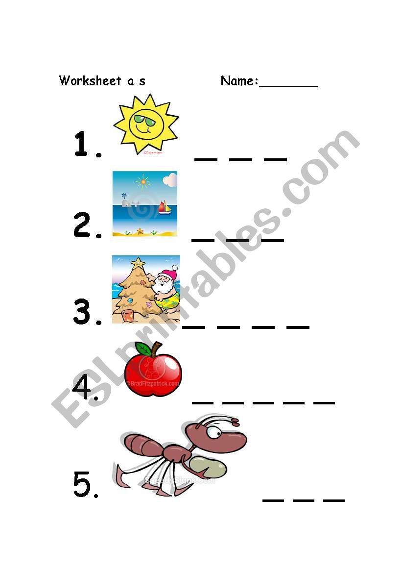 A and S words worksheet