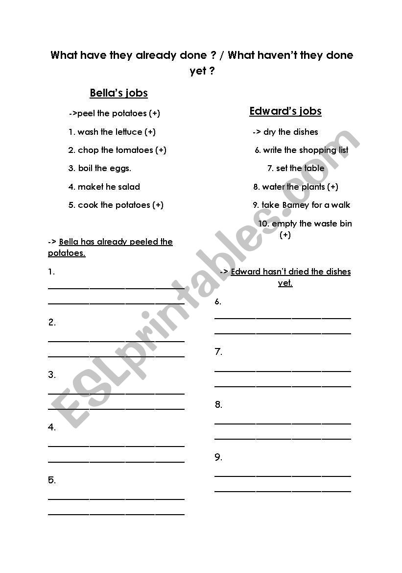 Already - Yet worksheet