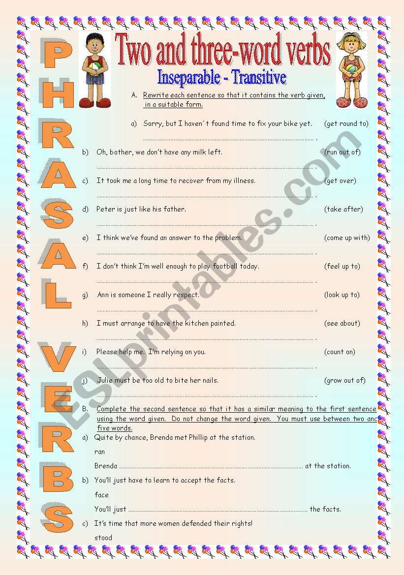 PHRASAL VERBS PRACTICE worksheet