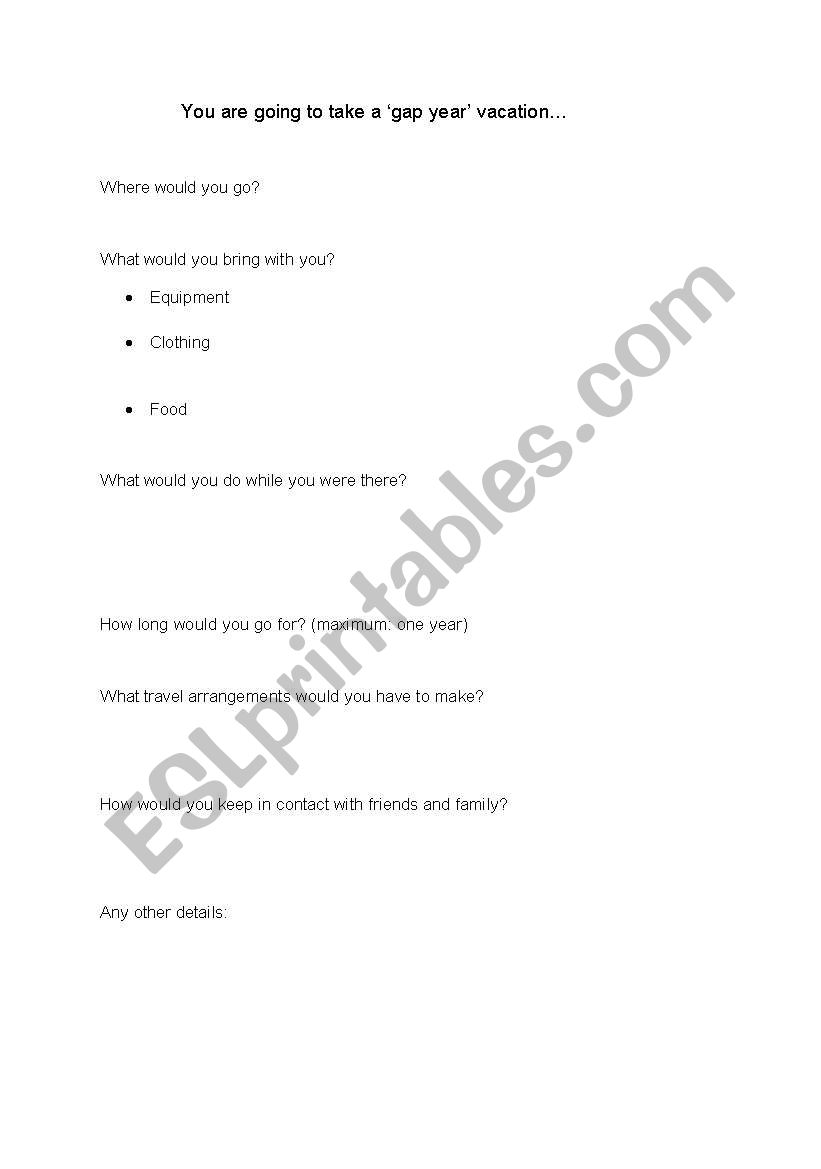 Adventure worksheet worksheet