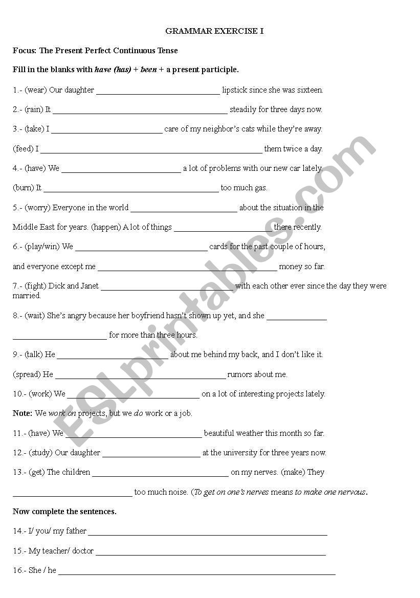 Present Perfect Continuous Tense