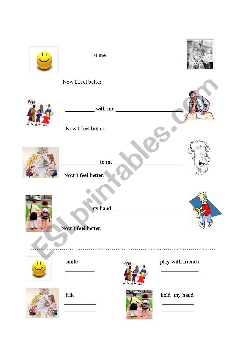 feelings and verbs worksheet