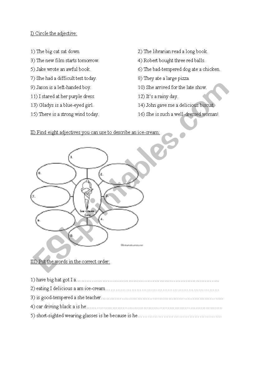 adjectives worksheet