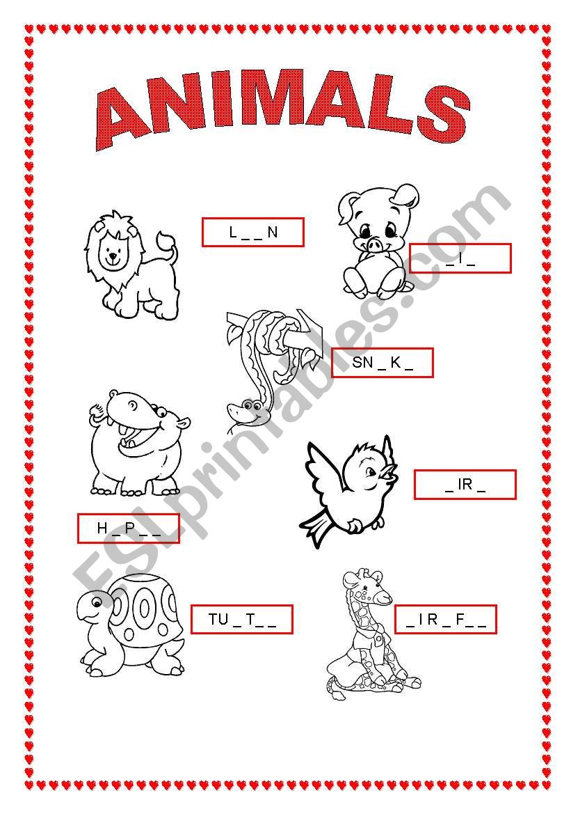  ANIMALS worksheet
