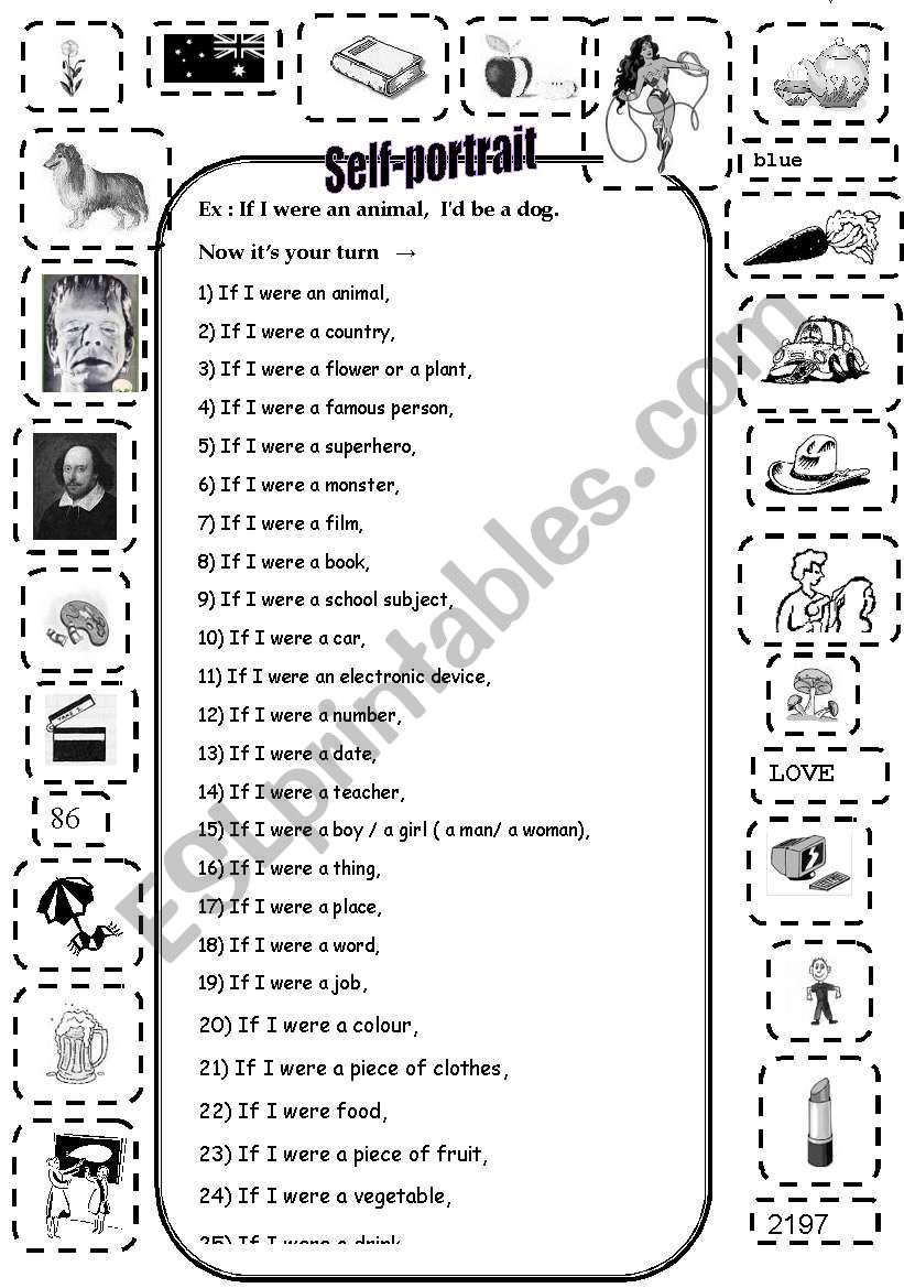 self portrait (B/W) worksheet