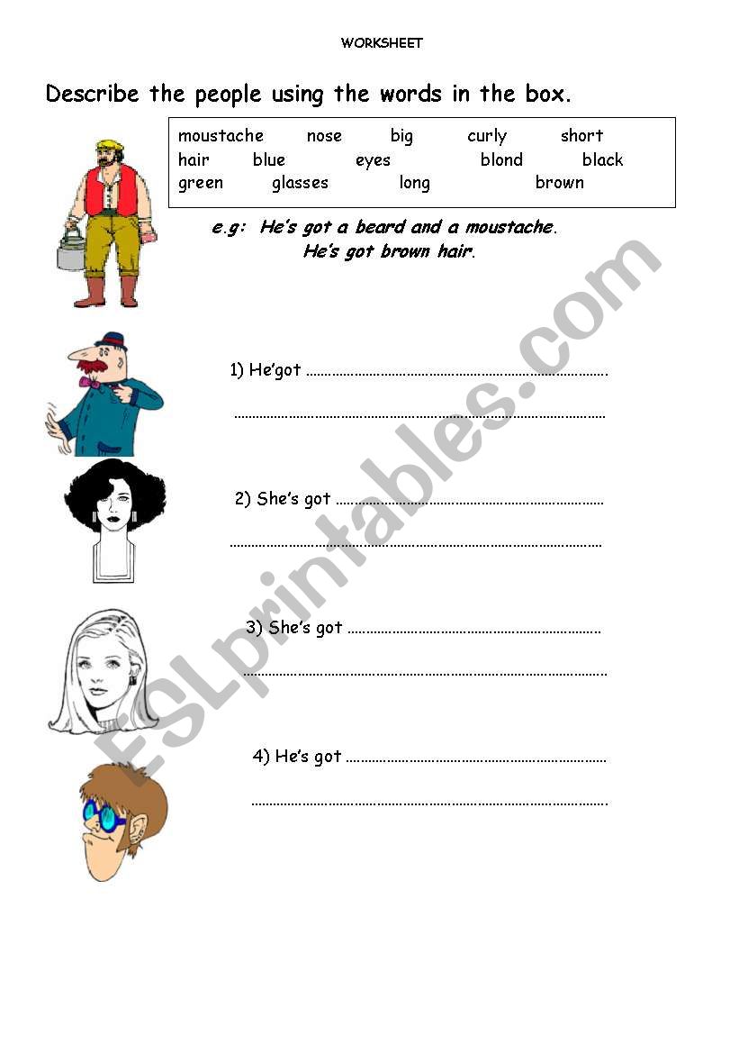 Describing People worksheet