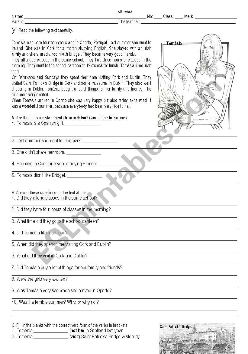 Tomsia in Cork worksheet