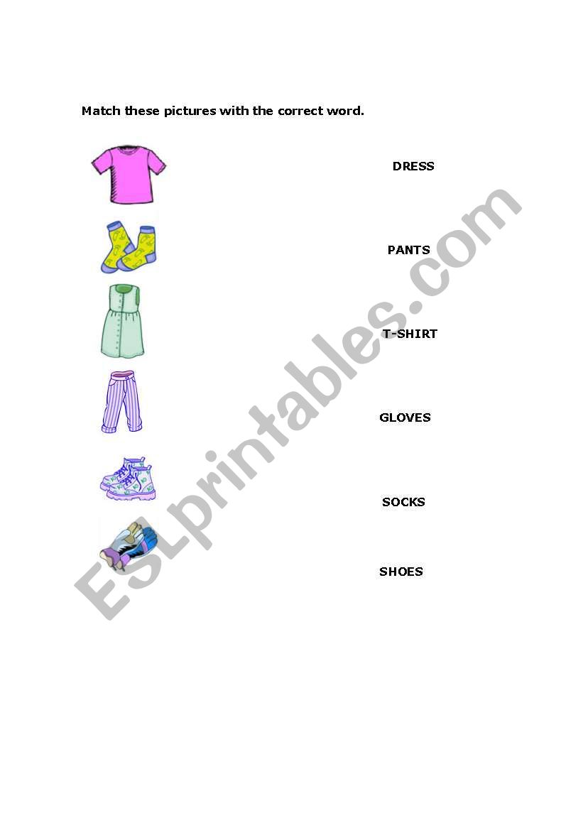 clothes worksheet