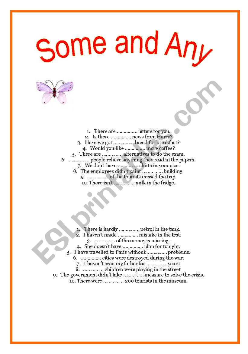 Some and Any worksheet