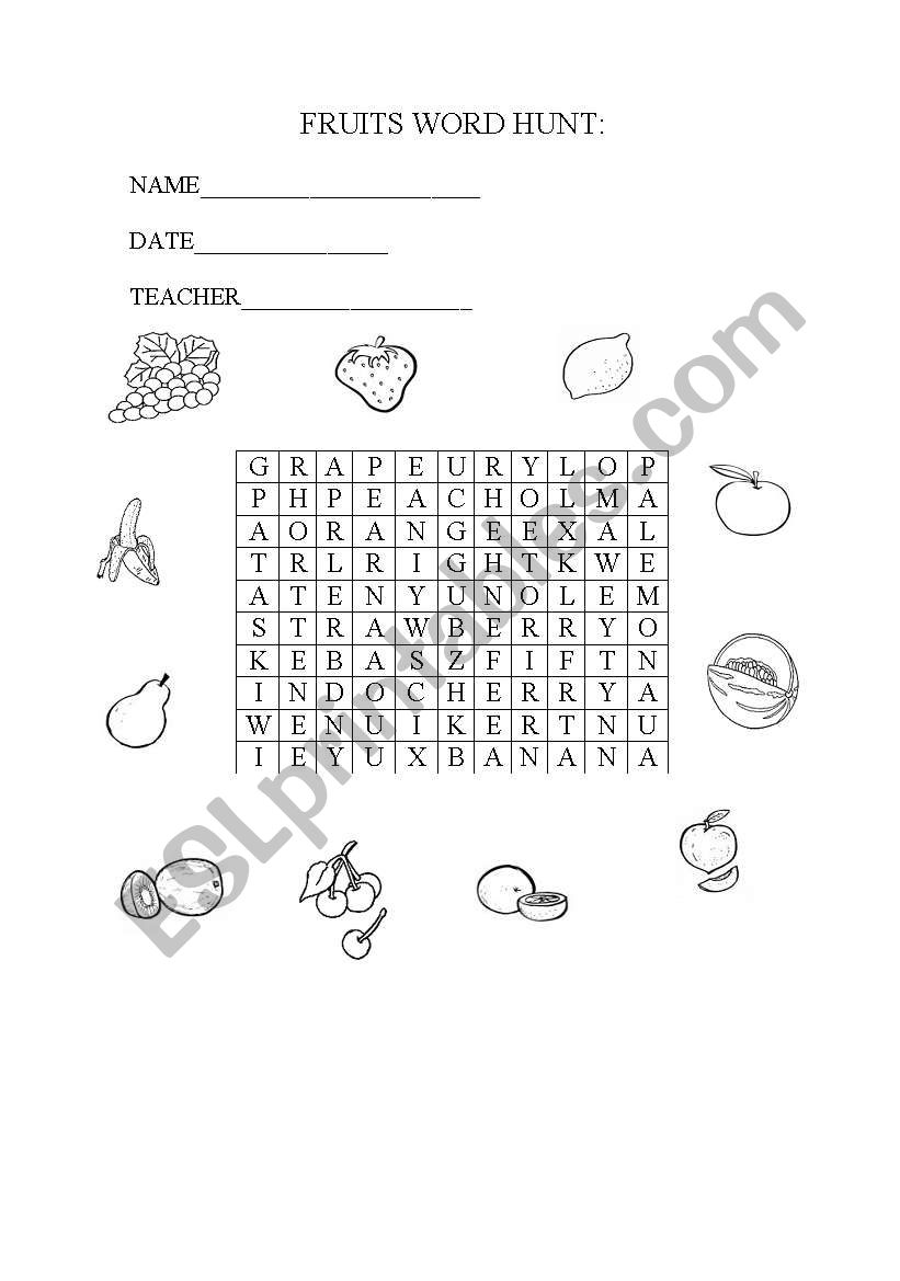 Fruits worksheet