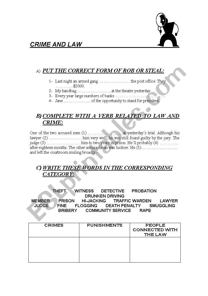 CRIME & LAW worksheet