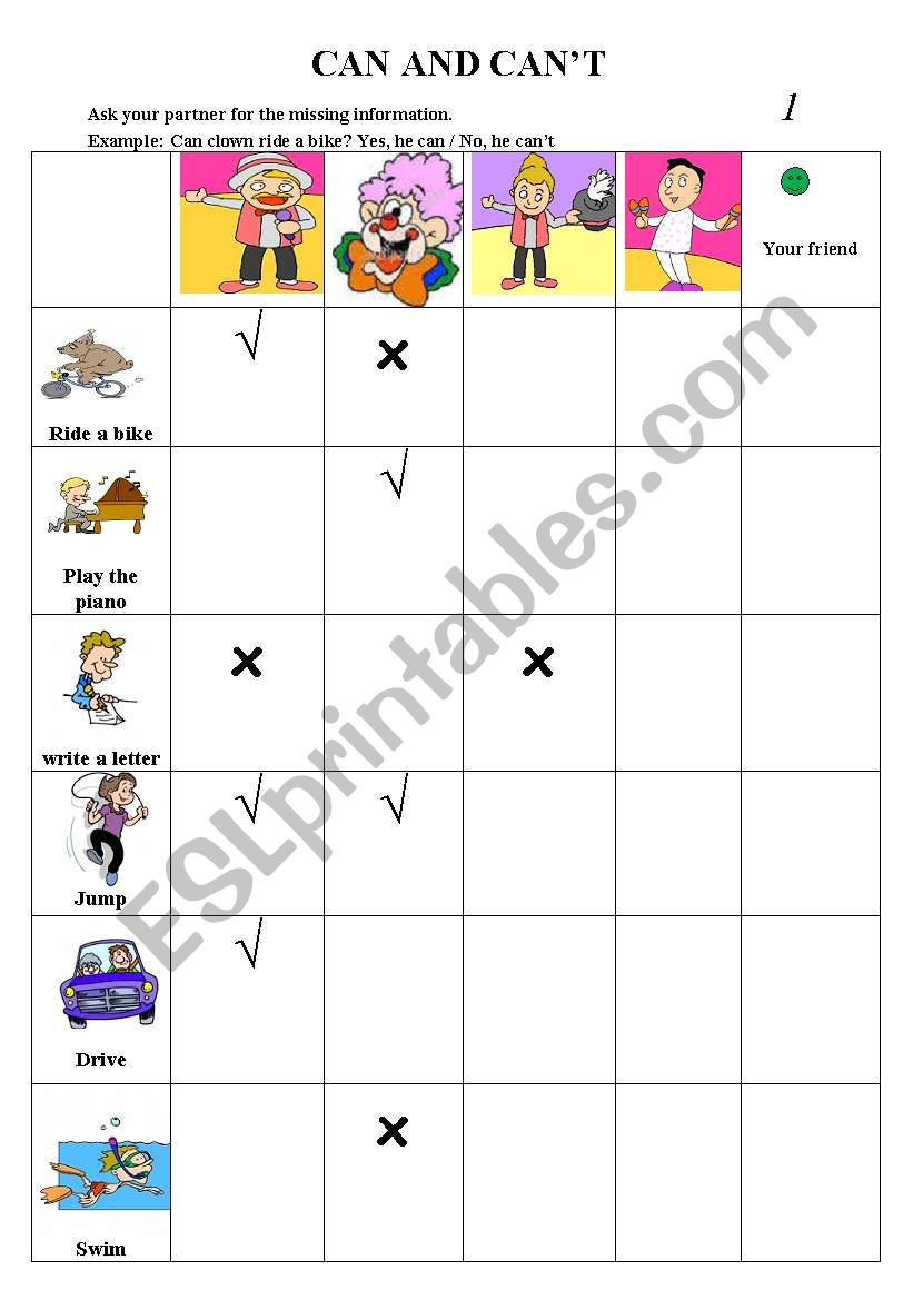 can and cant worksheet