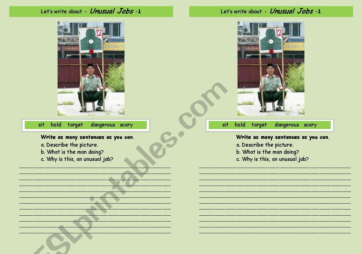 Weird Jobs worksheet
