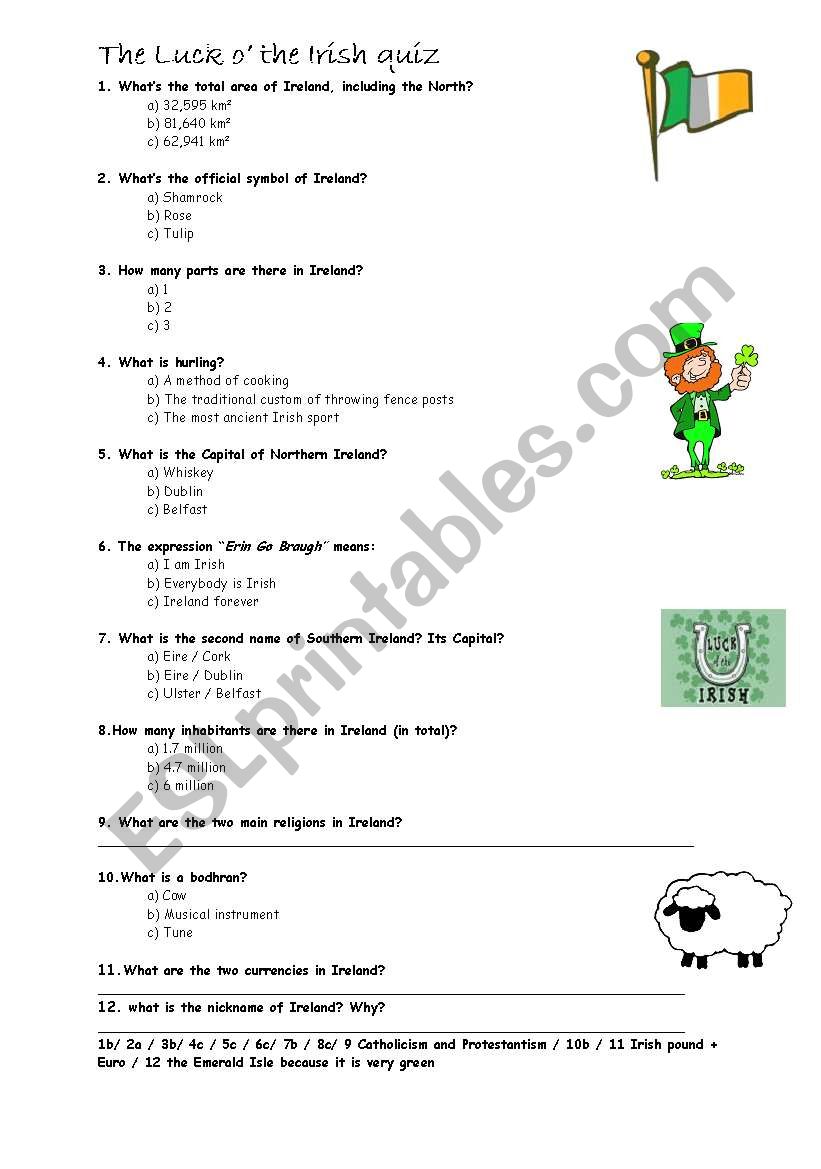 IRELAND quiz worksheet