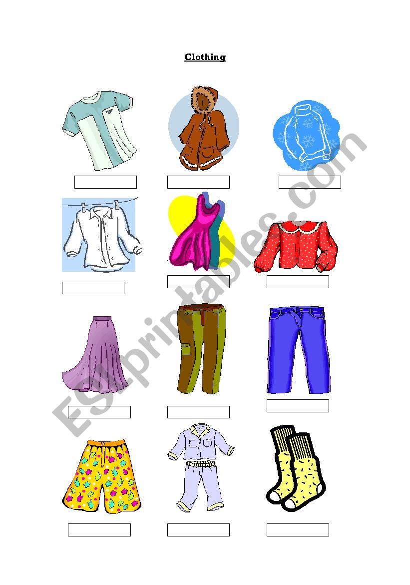 Clothing worksheet