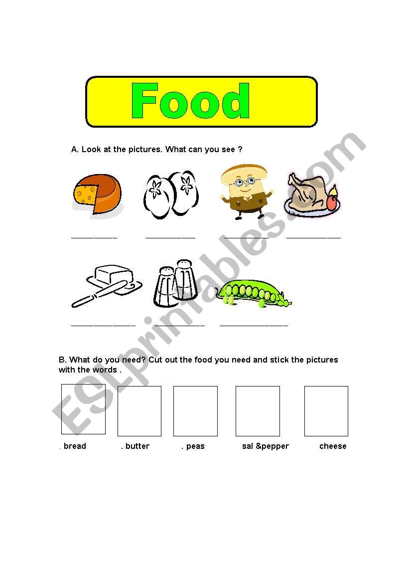 activity food  worksheet