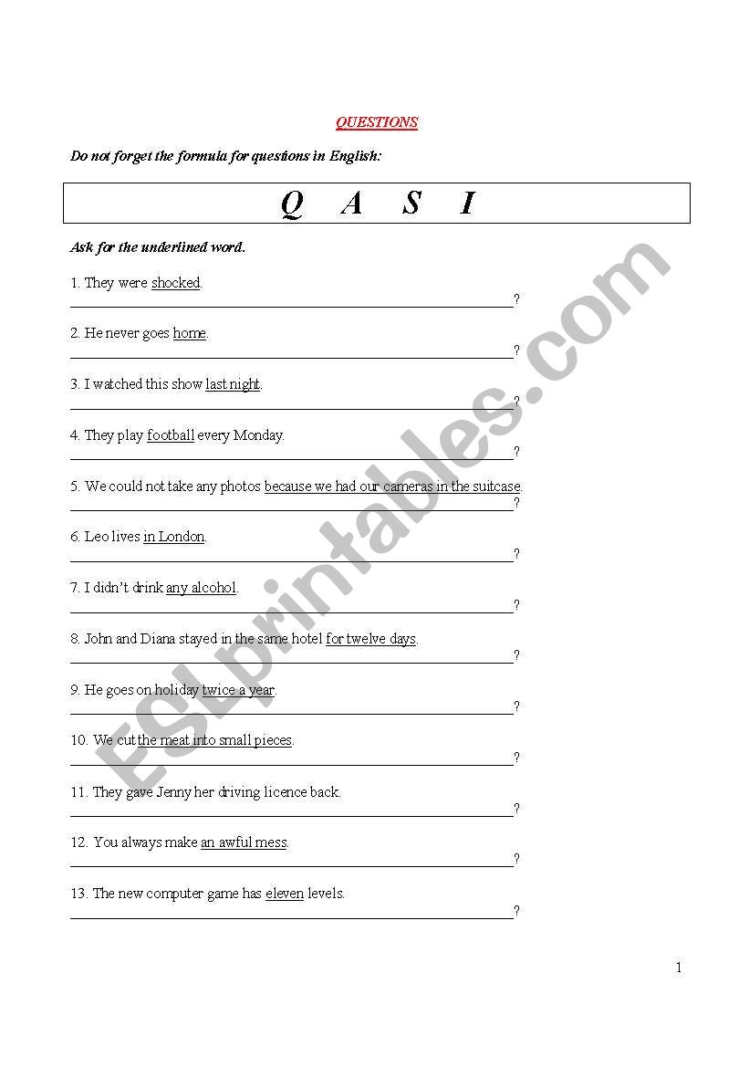 Forming questions-1 worksheet