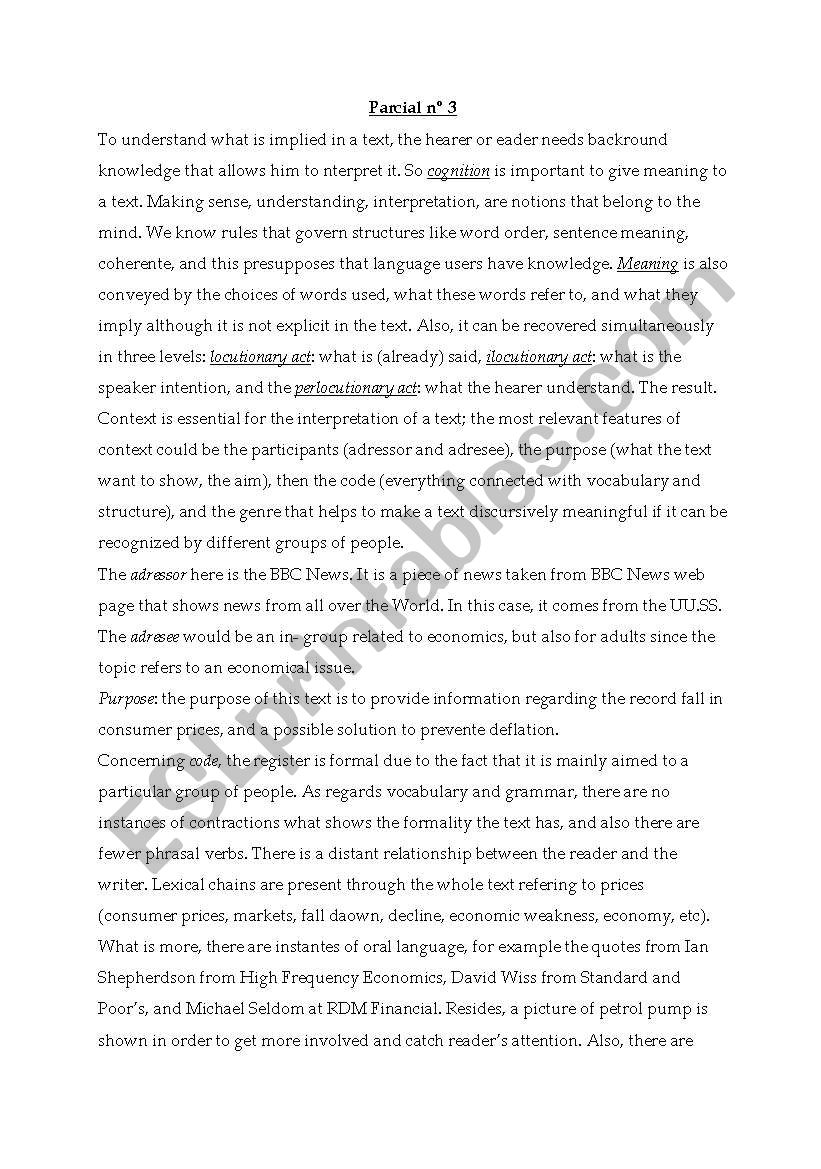 discourse worksheet