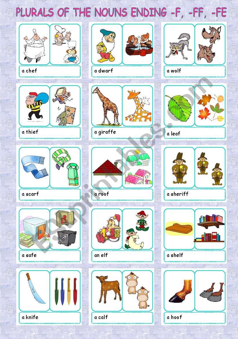 Singular Vs Plural Nouns Ending with FF or FFE (Case E2) 