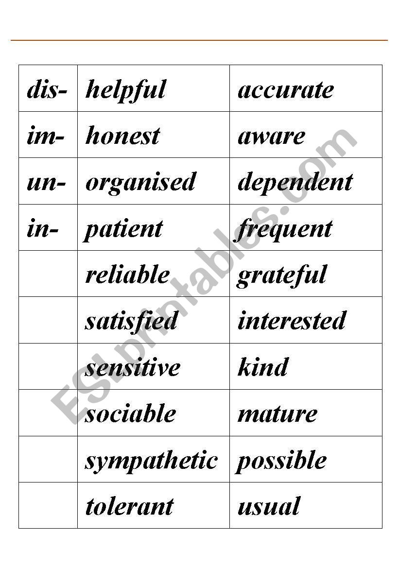 ADJECTIVES - opposites  worksheet