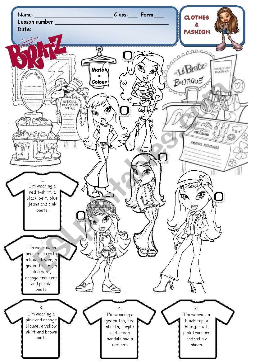 CLOTHES WITH BRATZ worksheet