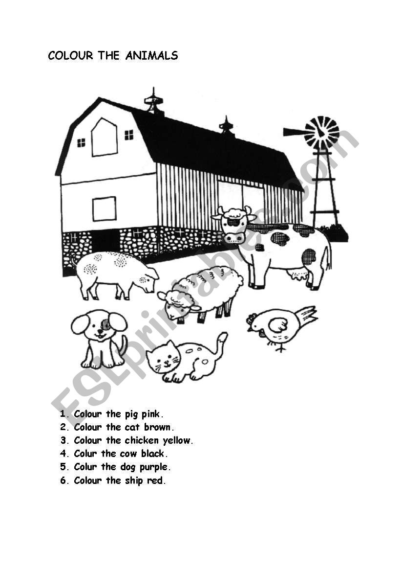 colour the animals worksheet