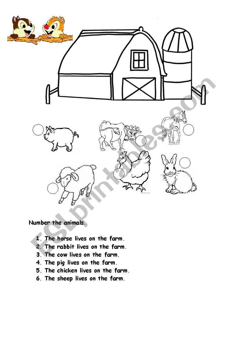 number the animals worksheet