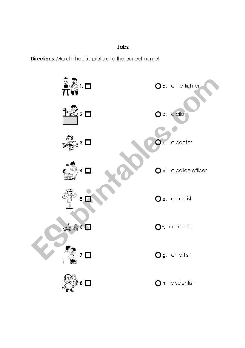 Jobs worksheet