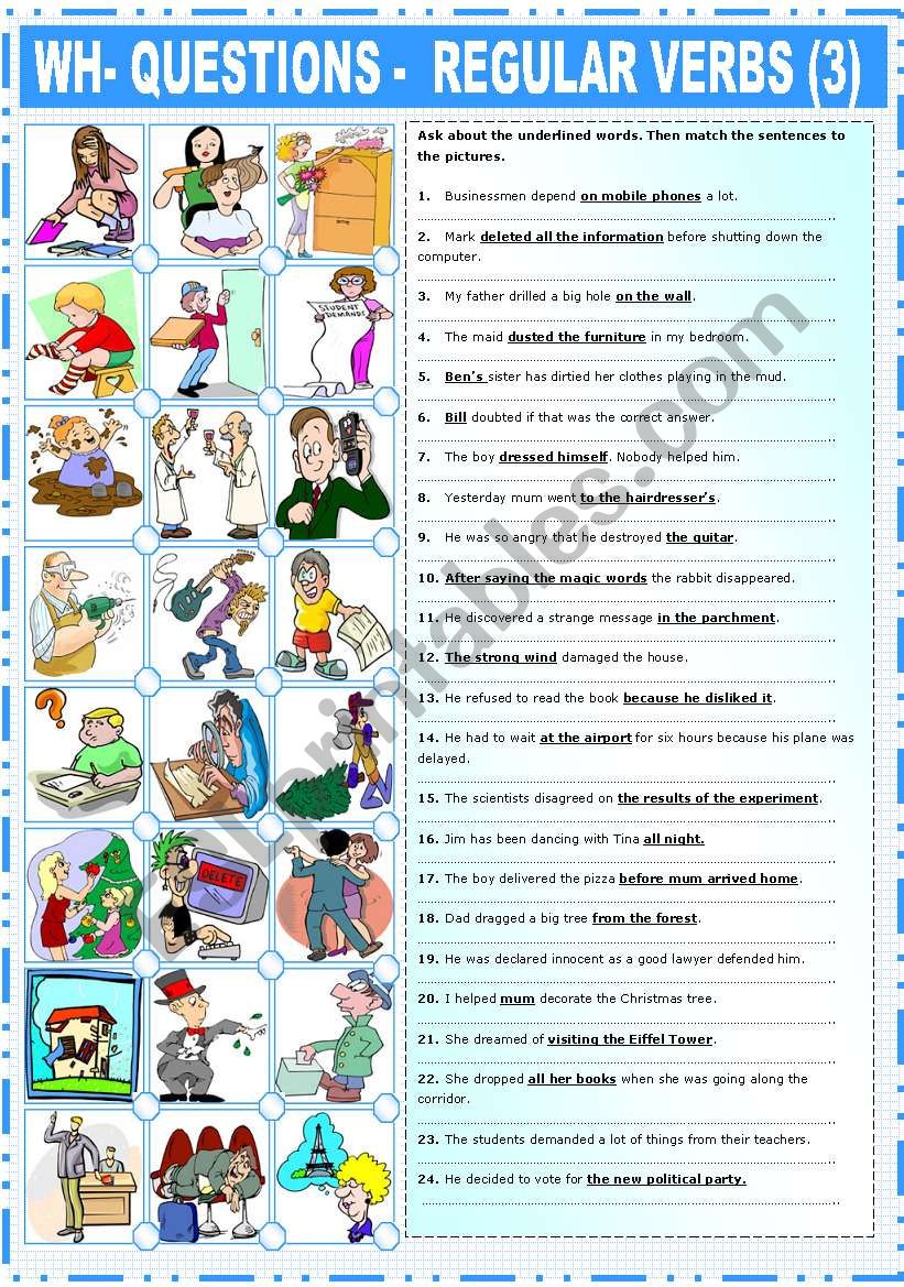 REGULAR VERBS EXERCISES (3) worksheet