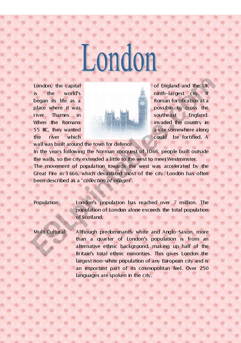 LONDON worksheet