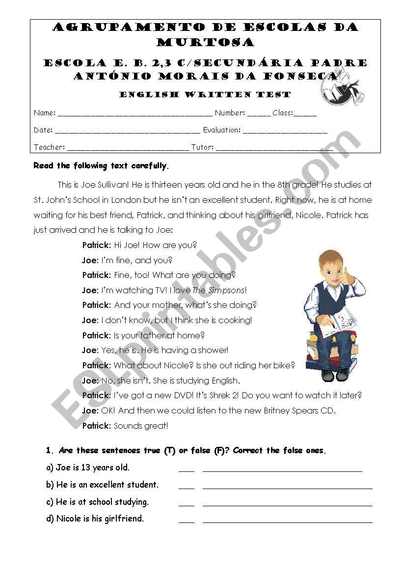Written Test worksheet