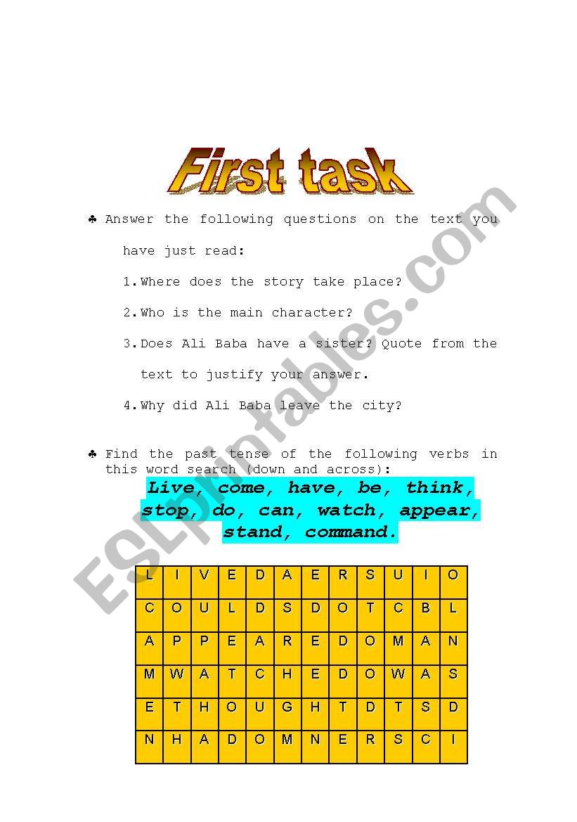 Ali Baba And The 40 Thieves 1st Of A Set Of 5 Esl Worksheet By Isabelucha