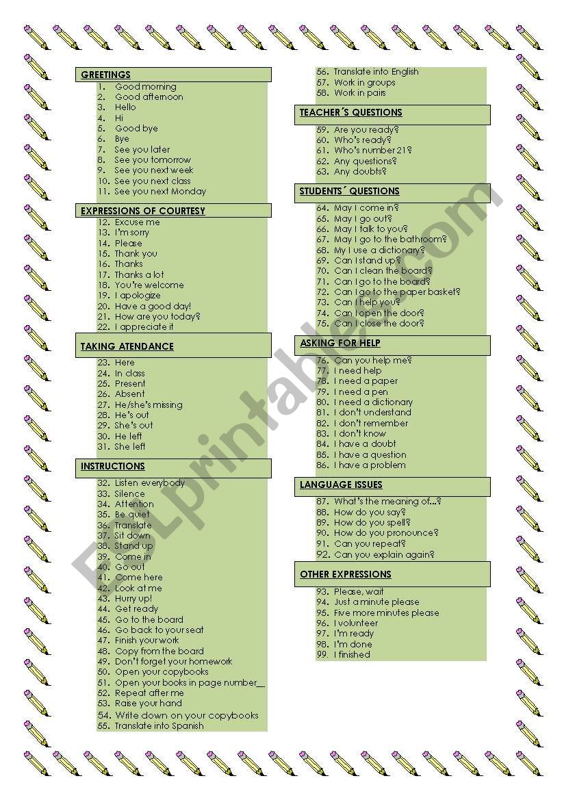 commands paper worksheet worksheet