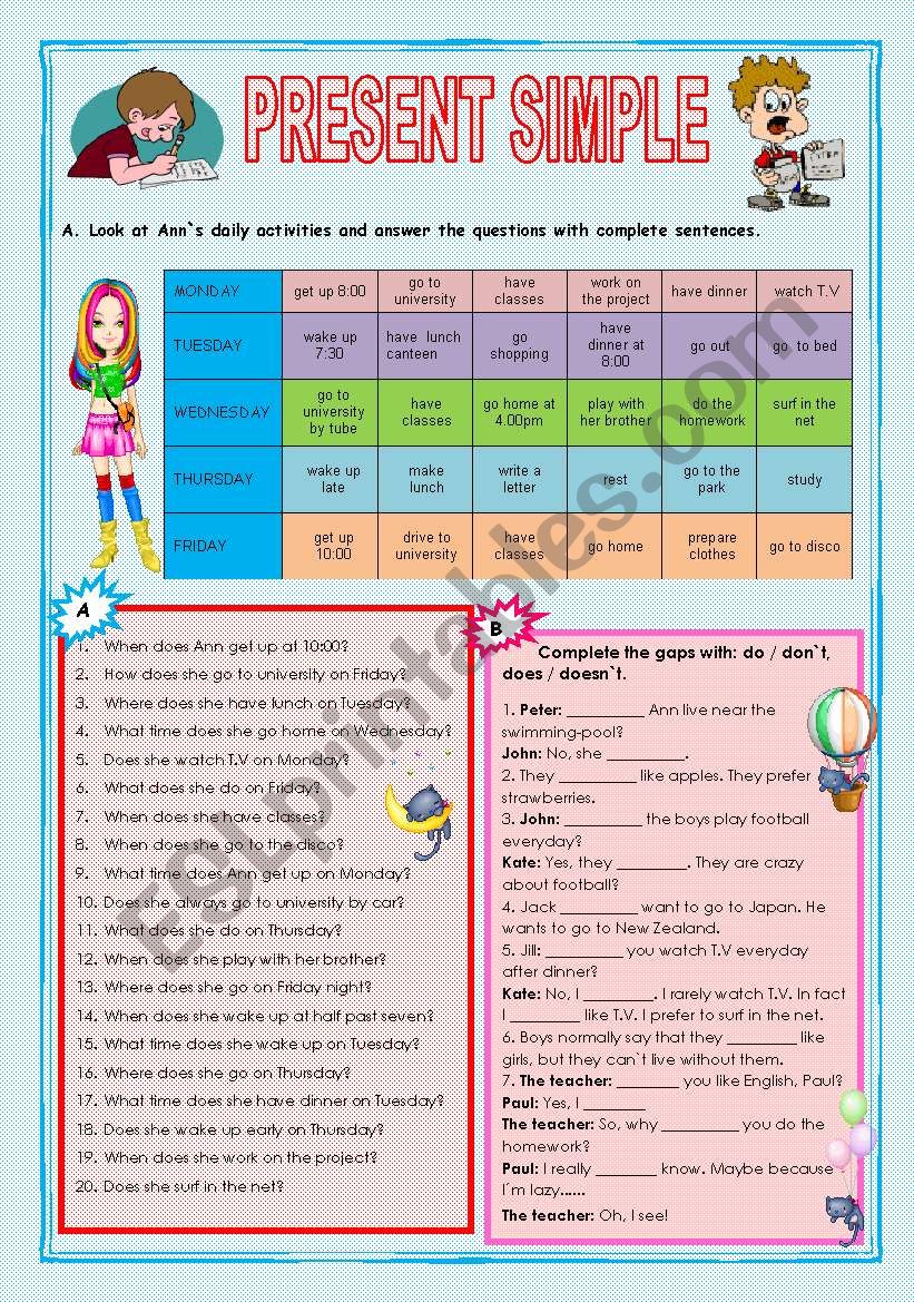 PRESENT SIMPLE  worksheet