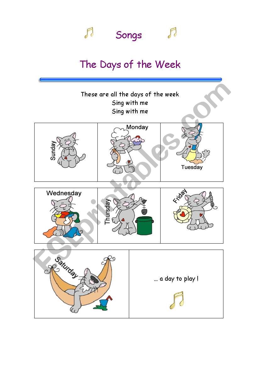 Song: The days of the week worksheet