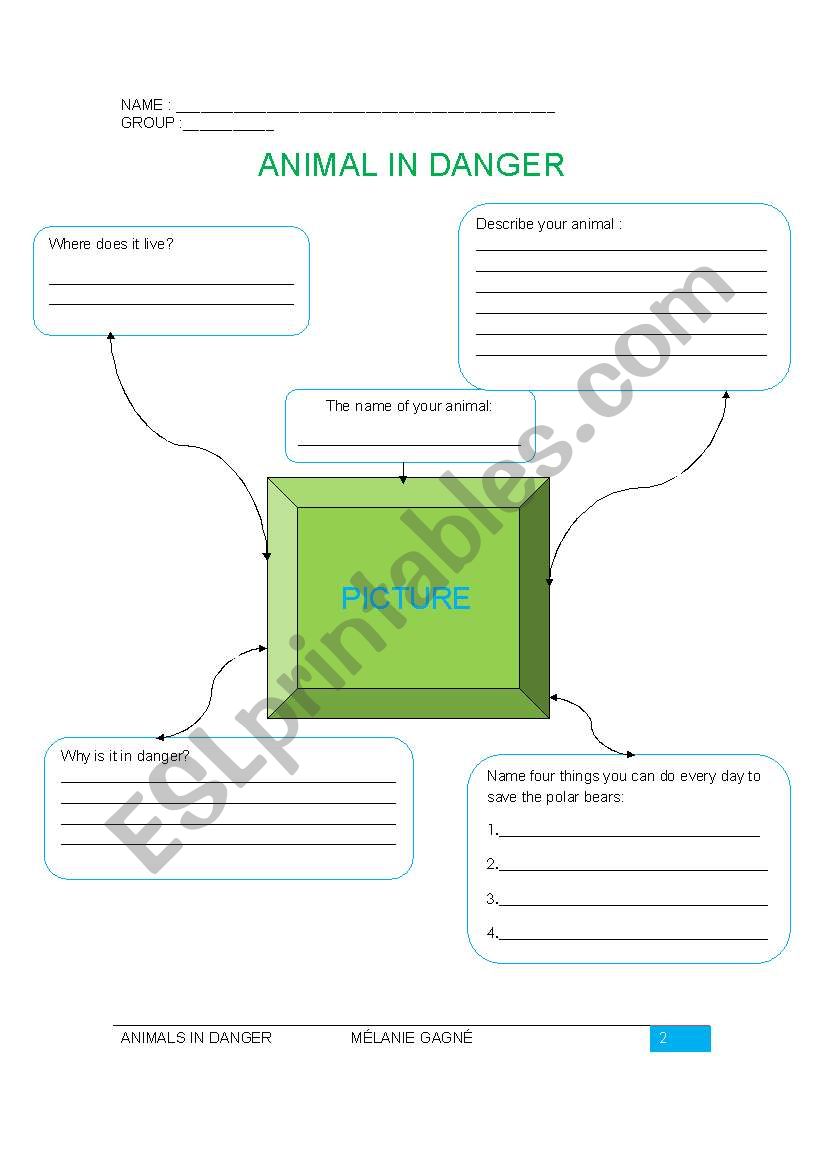 Animal in danger worksheet