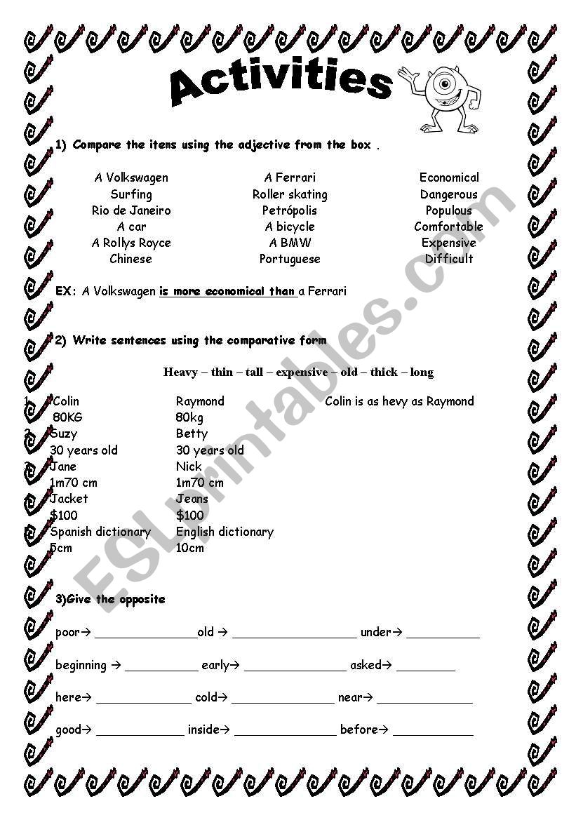 adjectives  worksheet