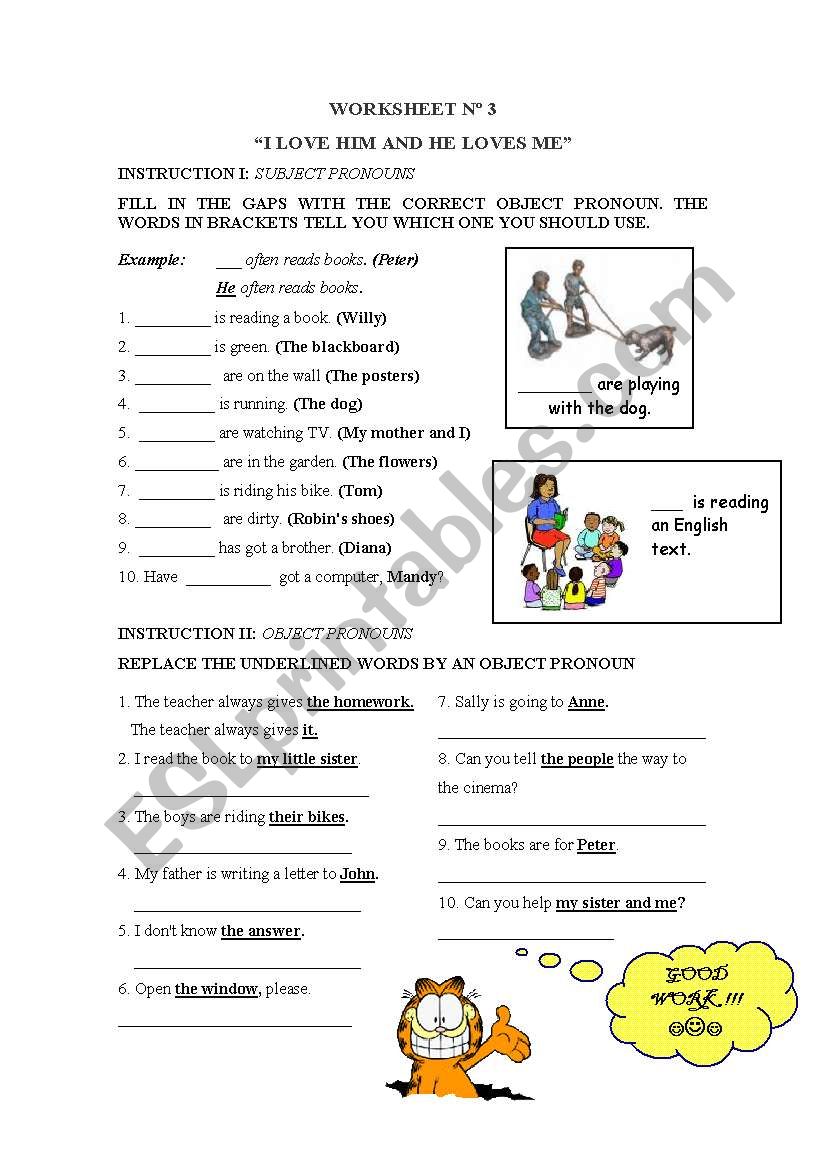 SUBJECT AND OBJECT PRONOUNS (WORKSHEET)