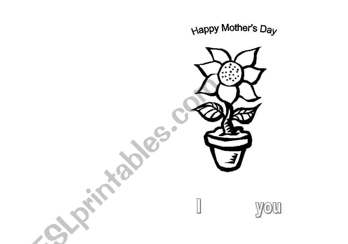 mothers day card worksheet