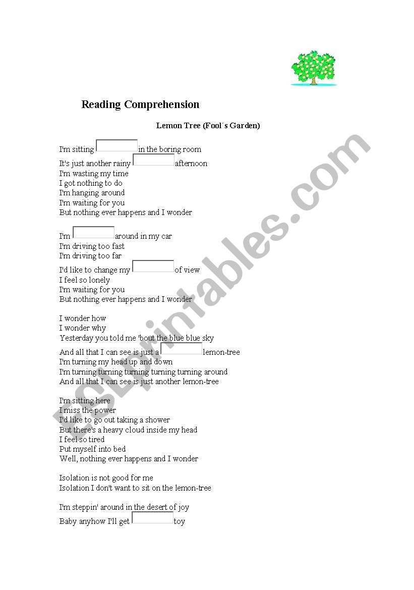 Lemon Tree worksheet